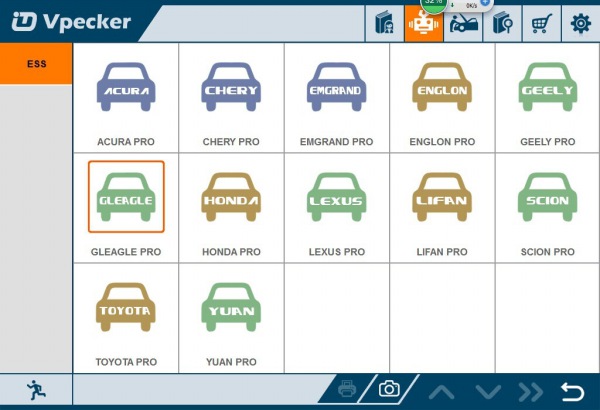 VPECKER Easydiag Wsparcie Wyświetlanie listy pojazdów